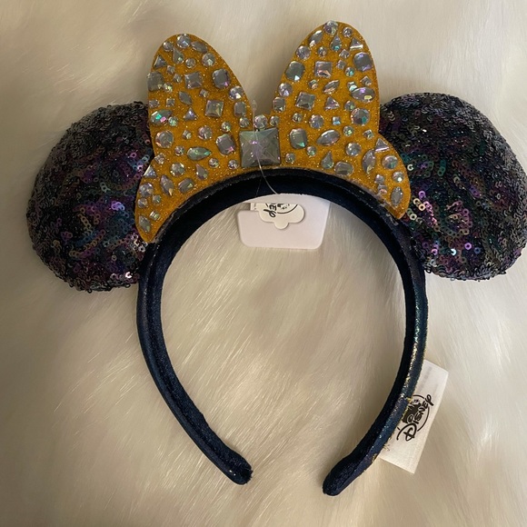 NWT Disney Earidescent Mickey Mouse Ears Gem Walt 50th 50 gold black Anniversary - Picture 15 of 16